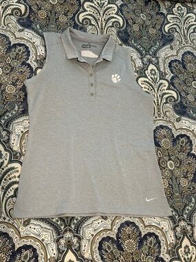 Nike Golf Dri-Fit Clemson ACC Gray Sleeveless Polo